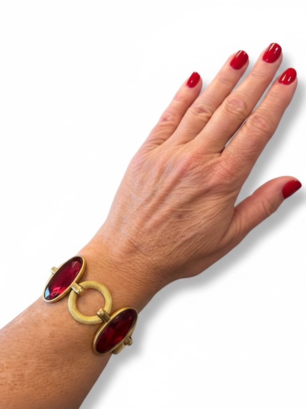 Yves Saint Laurent Gold-Tone Bracelet with Red Oval Stones - Picture 2 of 10